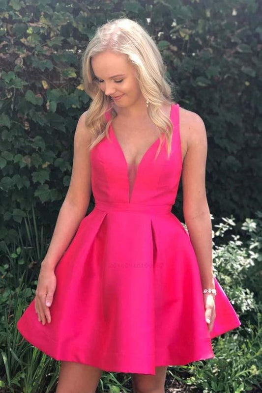 Hot Pink Homecoming Dress , Short Prom Dress, Formal Outfit, Back to School Party Gown