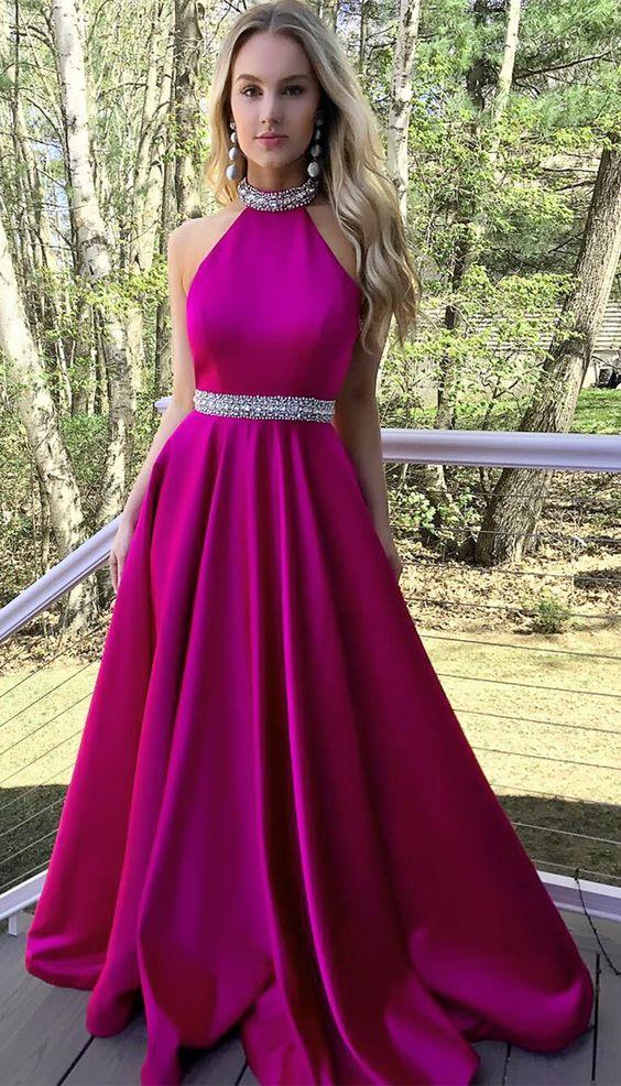 Prom Dress For Teens Halter Neckline, Prom Dresses, Graduation School Party Gown