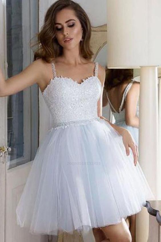 White Homecoming Dress, Short Prom Dress ,Dresses For Graduation Party, Evening Dress, Formal Dress, DTH014