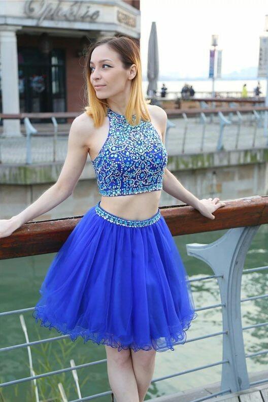 Two Pieces Royal Blue Short Prom Dress, Homecoming Dress, Dresses For Graduation Party, Evening Dress, Formal Dress