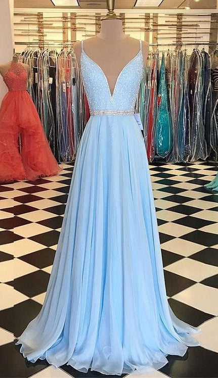 Light Blue Prom Dress, Prom Dresses, Pageant Dress, Evening Dress, Ball Dance Dresses, Graduation School Party Gown