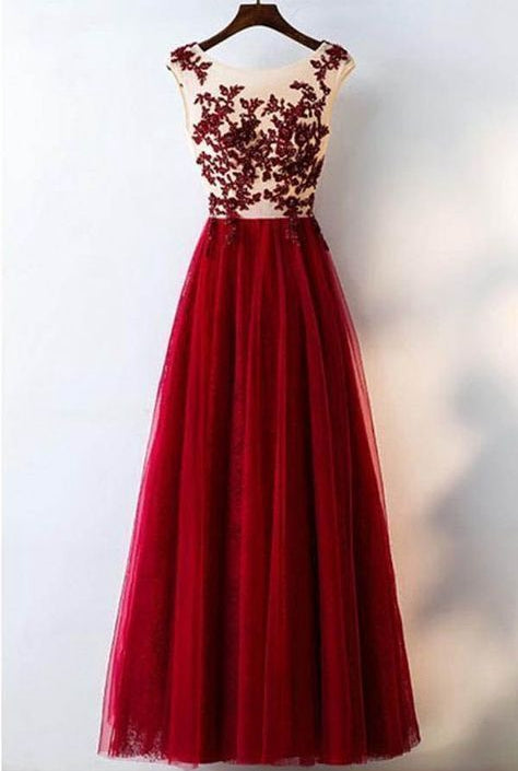 Burgundy Prom Dress , Prom Dresses, Graduation School Party Gown