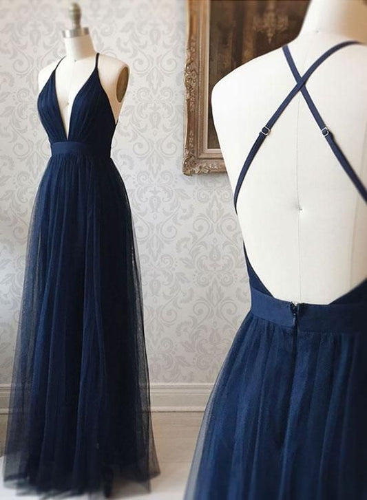 Sexy Navy Prom Dress Backless, Dresses For Graduation Party, Evening Dress