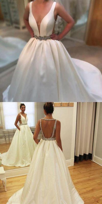 Simple Satin Wedding Dress, Bridal Gown ,Dresses For Brides