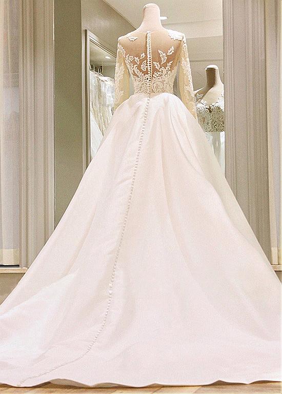 Satin Wedding Dress with Sleeves, Dresses For Wedding, Bridal Gown ,Bride Dress, Dresses For Brides