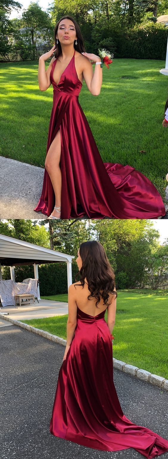 Sexy Prom Dress Slit Skirt, Evening Dress, Dance Dresses, Graduation School Party Gown
