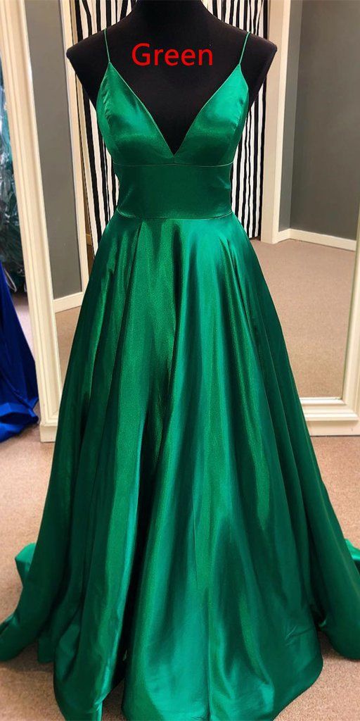 Green Prom Dress V Necline, Pageant Dress, Evening Dress, Dance Dresses, Graduation School Party Gown