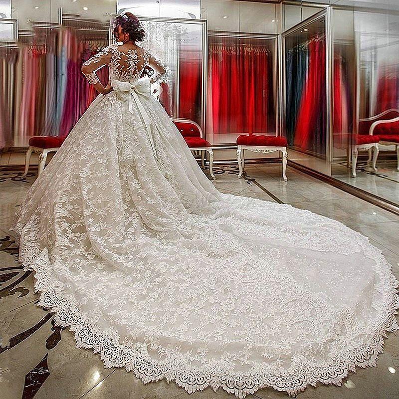 Princess Lace Wedding Dress Long Sleeves, Bridal Gown ,Dresses For Brides
