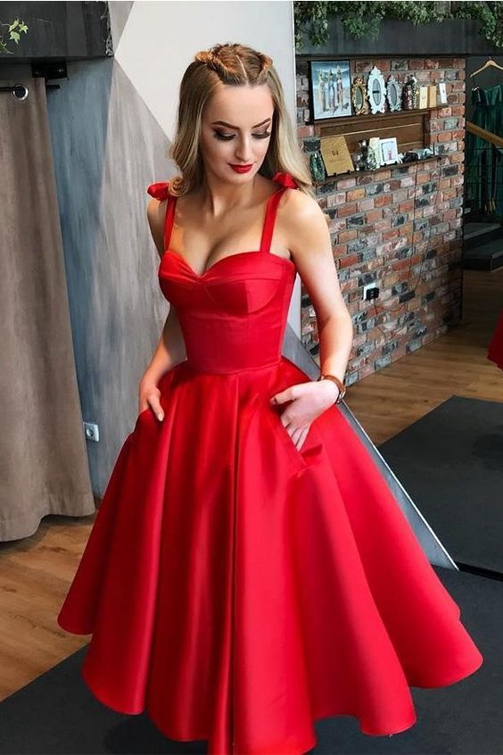 Red Homecoming Dress with Pockets, Short Prom Dress ,Dresses For Graduation Party, Evening Dress, Formal Dress, DTH019