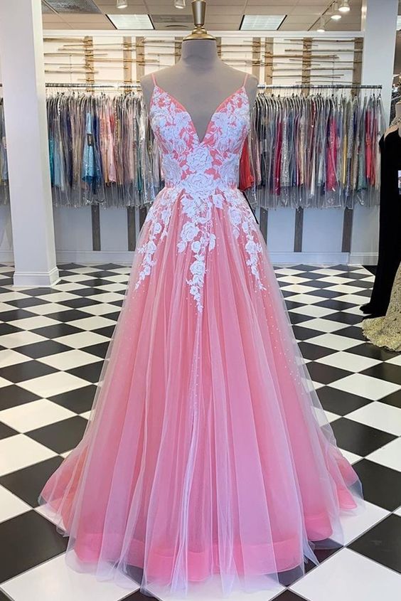 Long Prom Dresses with Appliques and Beading,Evening Dresses,Charming Dance Dress