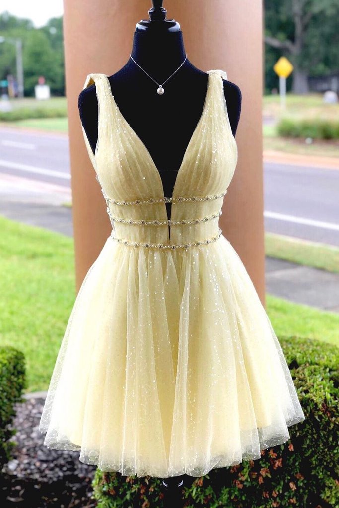 Yellow Homecoming Dress , Short Prom Dress, Formal Outfit, Back to School Party Gown