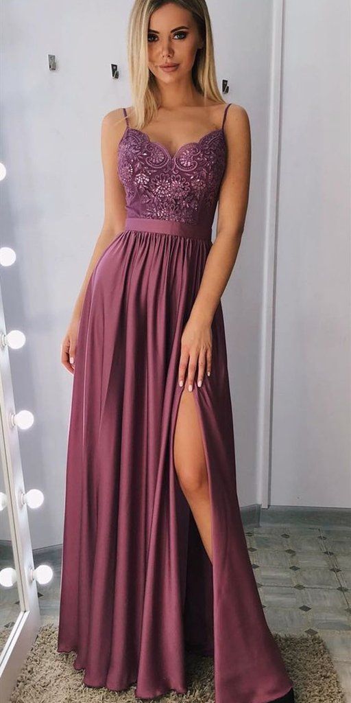 Long Prom Dress With Slit, Dresses For Graduation Party, Evening Dress, Formal Dress