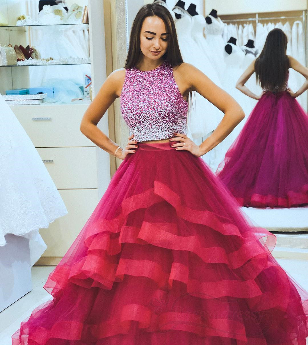 Two Pieces Prom Dress Princess Style, Prom Dresses, Pageant Dress