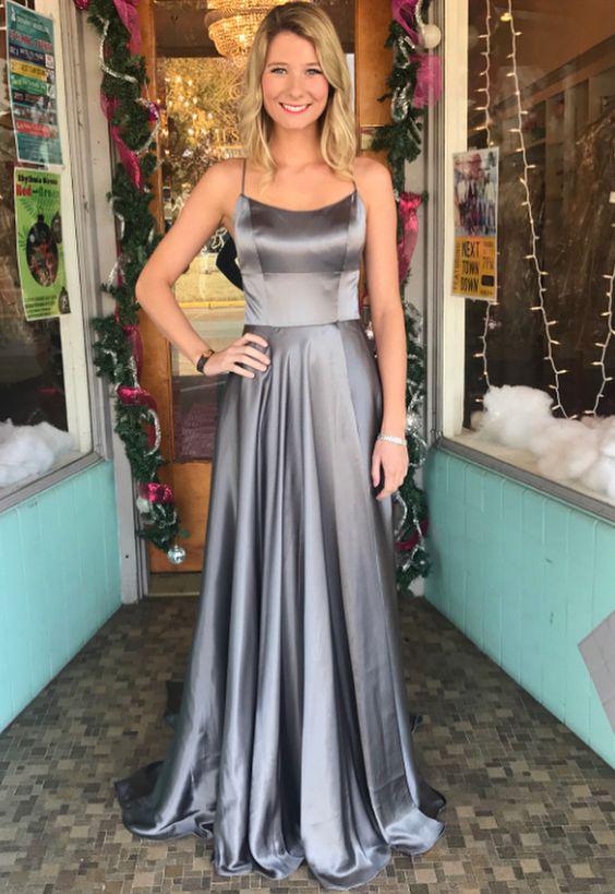 Sexy Silver Grey Prom Dress Long, Prom Dresses For Teens, Dresses For Party, Formal Dress