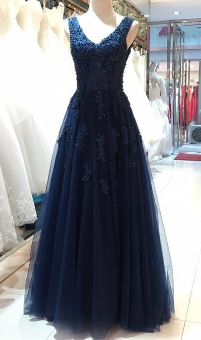 Navy Prom Dress For Teens, Special Occasion Dress, Evening Dress, Dance Dresses, Graduation School Party Gown