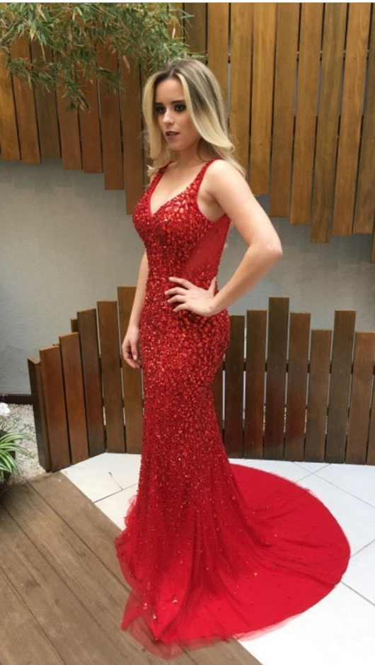 Sexy Beaded Prom Dress, Prom Dresses, Pageant Dress, Evening Dress, Ball Dance Dresses, Graduation School Party Gown