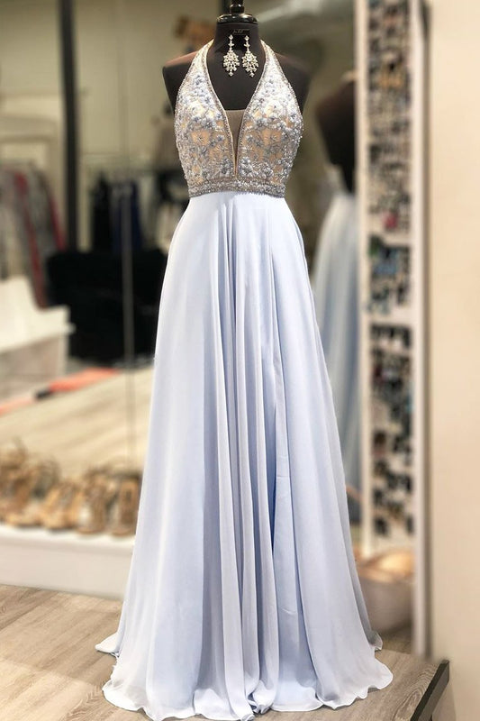 Long Prom Dress Halter Neckline, Dresses For Graduation Party, Evening Dress, Formal Dress
