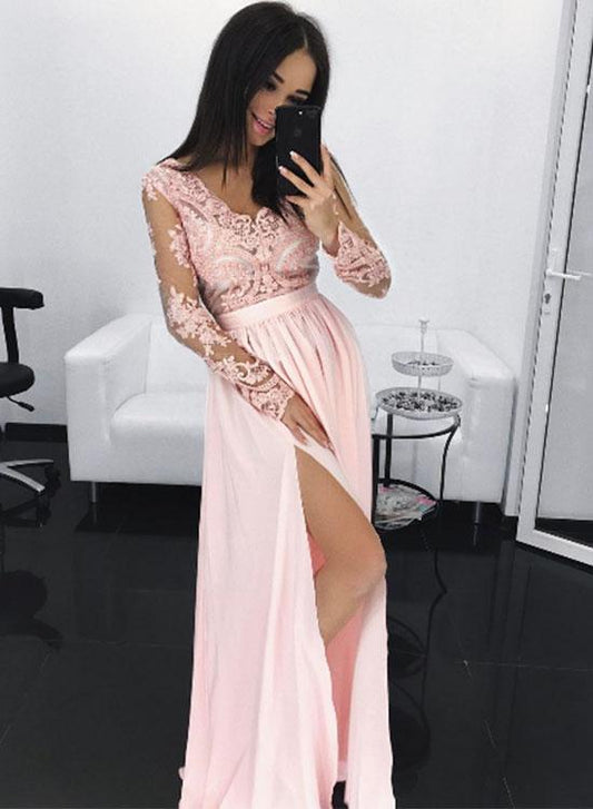 Prom Dress with Sleeves, Prom Dresses, Evening Gown, Graduation School Party Dress, Winter Formal Dress