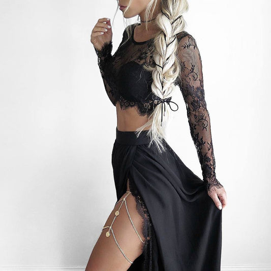 Black Prom Dress Slit Skirt, Prom Dresses, Evening Gown, Graduation School Party Dress, Winter Formal Dress