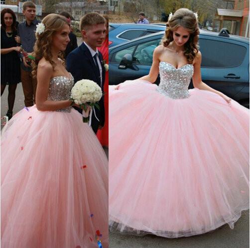 Pink Beaded Quinceanera Dress, Ball Gown, Sweet 16 Dresses, Prom Dress, Graduation Party Dresses