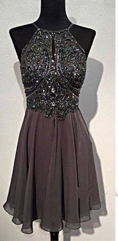 Short Prom Dress Silver Grey Color, Homecoming Dresses, Graduation School Party Gown, Winter Formal Dress