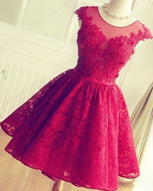 Short Lace Prom Dress, Homecoming Dresses, Graduation School Party Gown, Winter Formal Dress