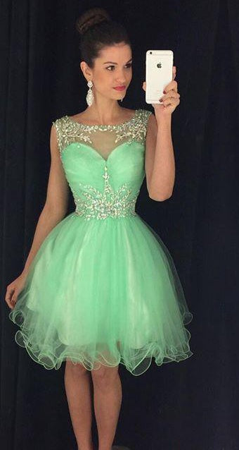 Green Homecoming Dress, Short Prom Dress, Graduation School Party Gown