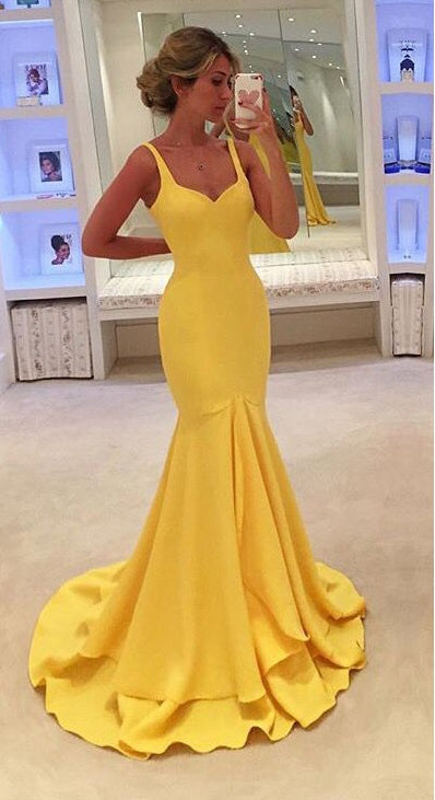 Yellow Prom Dress, Evening Gown, Graduation School Party Dress, Winter Formal Dress