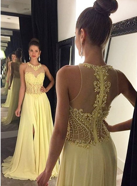 Yellow Prom Dress For Teens, Evening Gown, Graduation School Party Gown, Winter Formal Dress