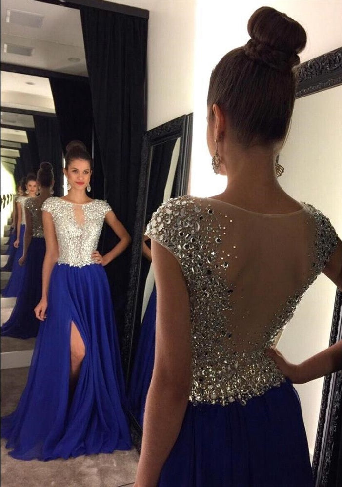 Royal Blue Prom Dress For Teens, Evening Gown, Graduation School Party Gown, Winter Formal Dress