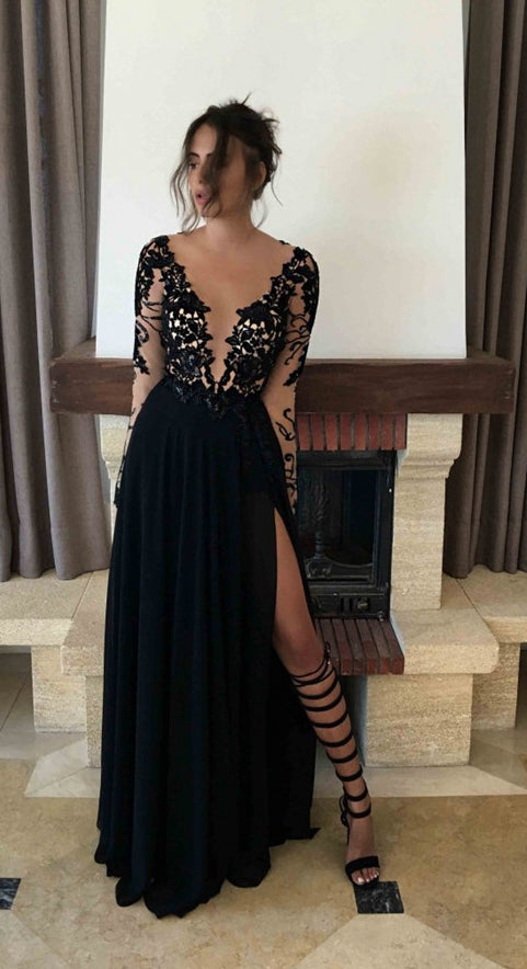 Black Prom Dress For Teens Full, Prom Dresses, Evening Gown, Graduation School Party Gown, Winter Formal Dress