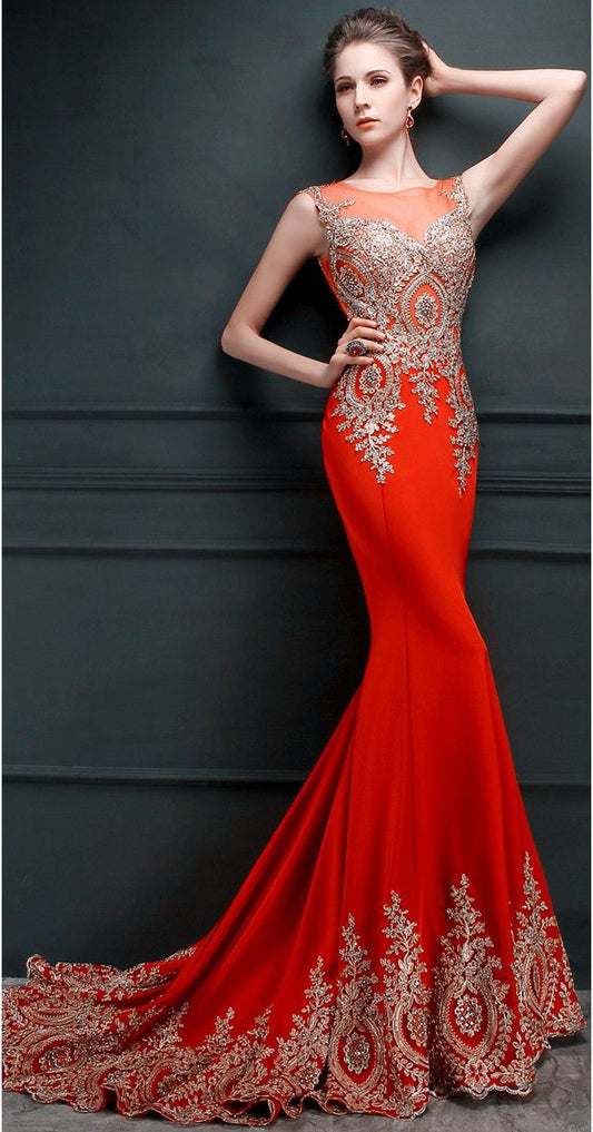 Red Mermaid Prom Dress For Teens, Prom Dresses, Evening Gown, Graduation School Party Gown, Winter Formal Dress