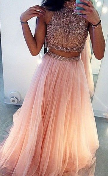 Two Pieces Prom Dress For Teens, Prom Dresses, Evening Gown, Graduation School Party Gown, Winter Formal Dress