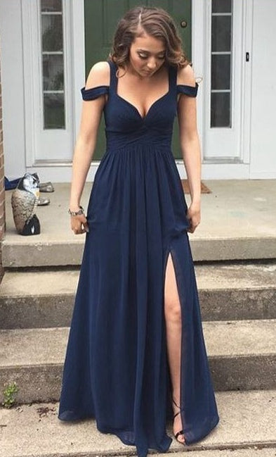 Sexy Navy Prom Dress For Teens, Prom Dresses, Evening Gown, Graduation School Party Gown, Winter Formal Dress