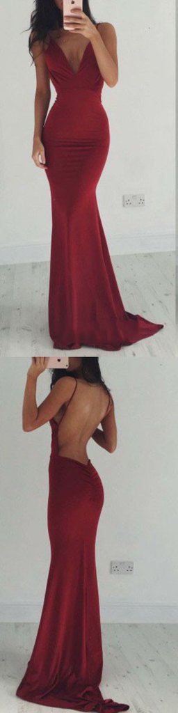 Burgundy Mermaid Prom Dress For Teens, Prom Dresses, Evening Gown, Graduation School Party Gown, Winter Formal Dress