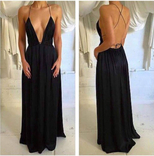 Sexy Black Prom Dress For Teens, Prom Dresses, Graduation School Party Gown,