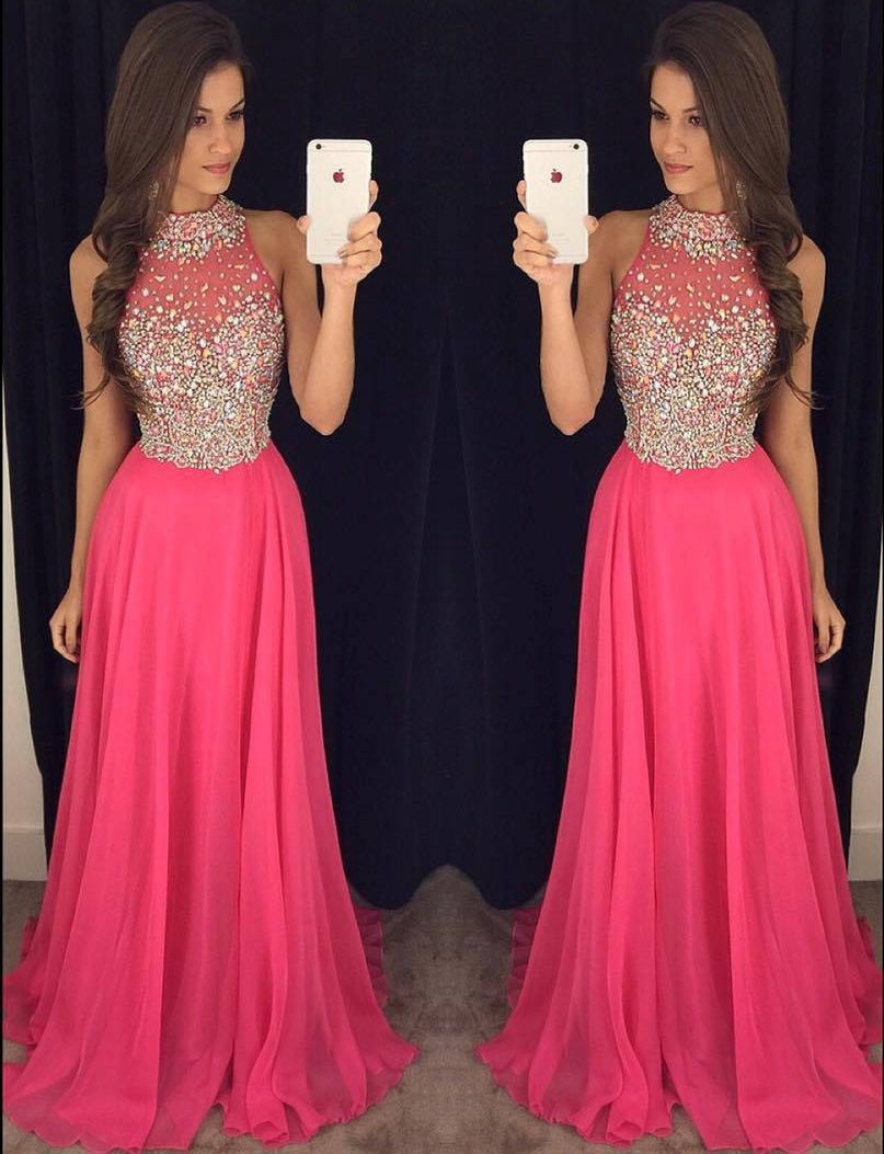 Hot Pink Prom Dress For Teens 2019, Prom Dresses, Graduation School Party Gown