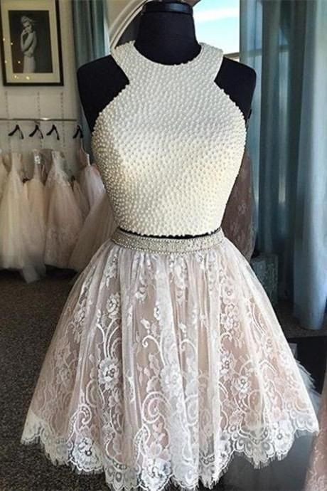 Homecoming Dress with Pearls , Short Prom Dress, Formal Outfit, Back to School Party Gown