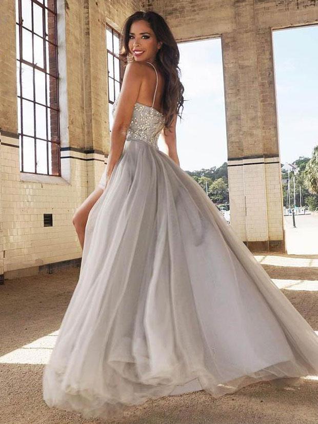Silver Grey Prom Dress, Prom Dresses, Evening Gown, Graduation School Party Dress, Winter Formal Dress Silver Grey Prom Dress, Prom Dresses, Evening Gown, Graduation School Party Dress, Winter Formal Dress