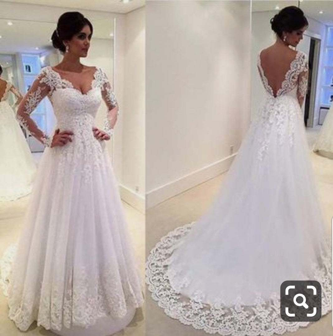 Wedding Dress with Long Sleeves, Bridal Gown ,Dresses For Brides, DT0348