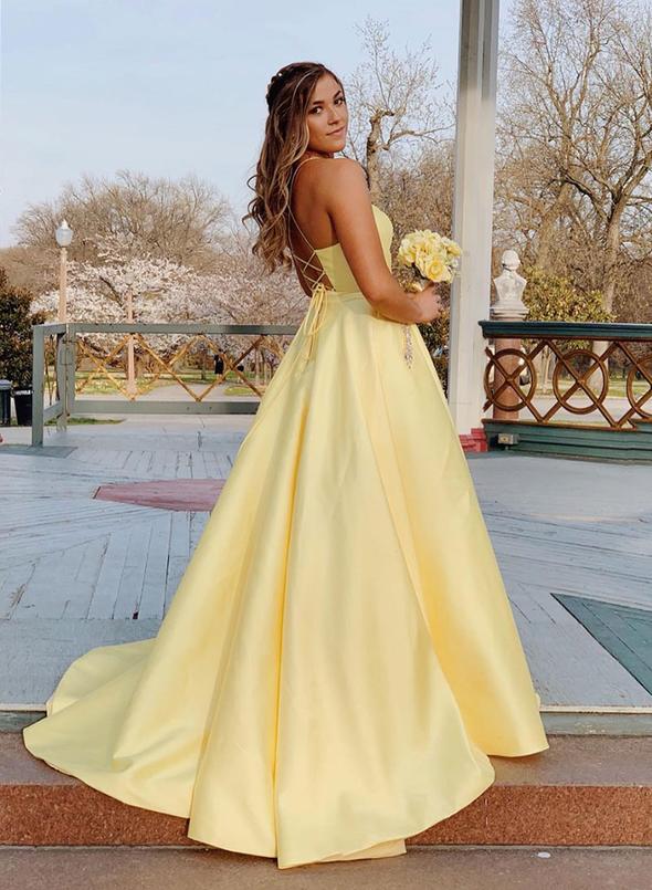 Yellow Floral Prom Dress- JT-00224 — Danielly's Boutique