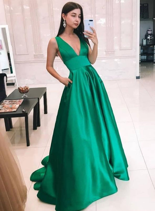 Green Prom Dress Long, Prom Dresses, Pageant Dress, Evening Dress, Ball Dance Dresses, Graduation School Party Gown