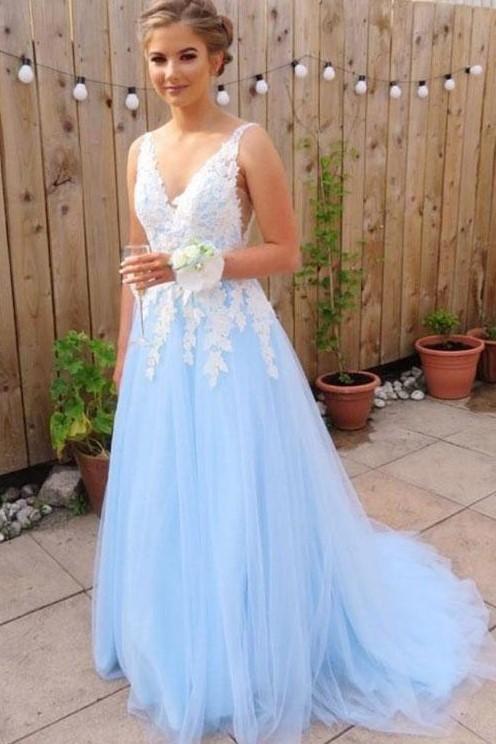 Light Blue Prom Dress, Dresses For Graduation Party, Formal Dress